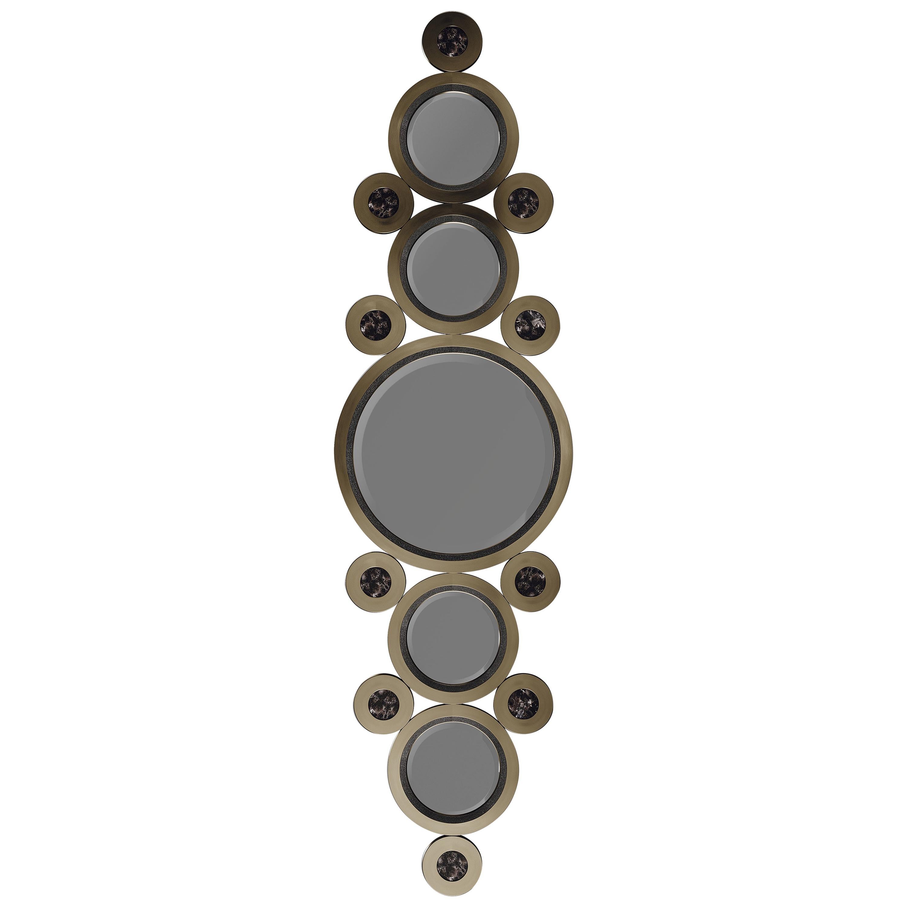 Shagreen and Quartz Mirror with a Bronze-Patina Brass Frame by R&Y Augousti For Sale