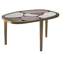 Shagreen and Quartz Nesting Coffee Table with Brass Details by Kifu Paris
