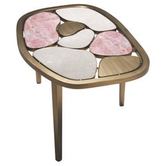 Shagreen and Quartz Nesting Coffee Table with Brass Details by Kifu Paris