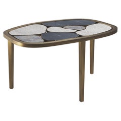Shagreen and Stone Inlay Nesting Coffee Table with Brass Details by Kifu Paris
