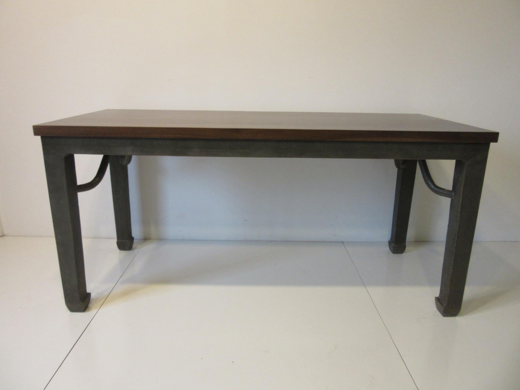 Walnut Entry or Library Table Shagreen / Walnut in the style of Karl Springer For Sale 3