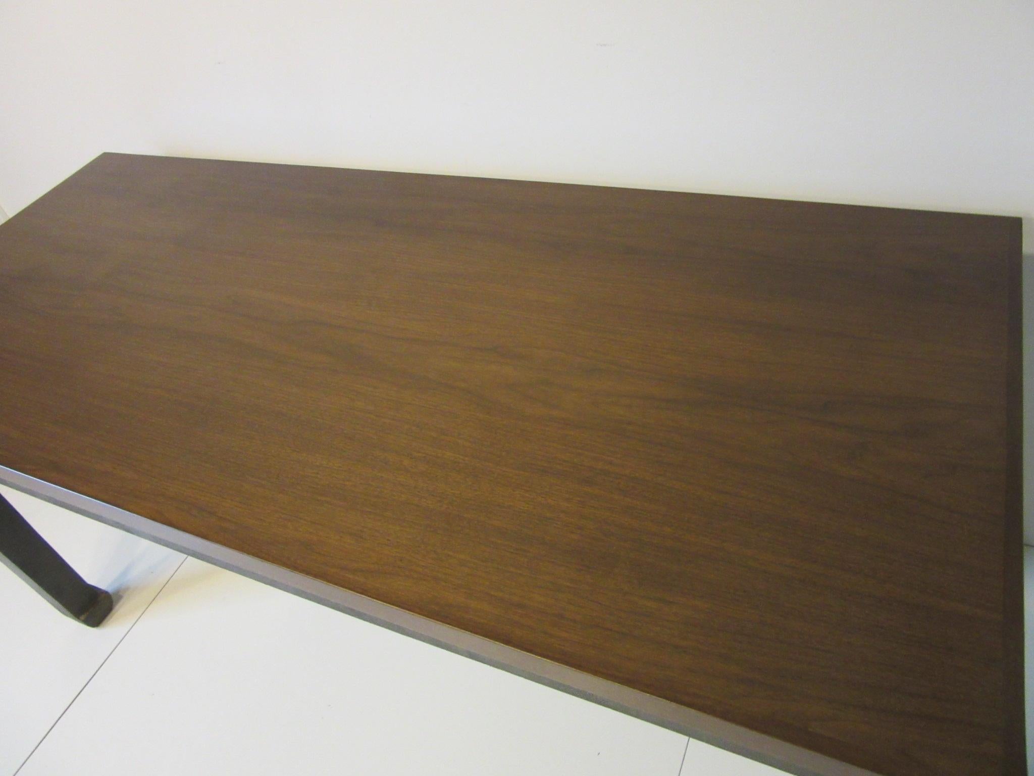 Walnut Entry or Library Table Shagreen / Walnut in the style of Karl Springer For Sale 1