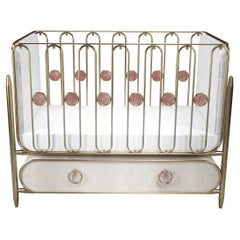 Shagreen Baby Crib with Brass Accents by Kifu Paris
