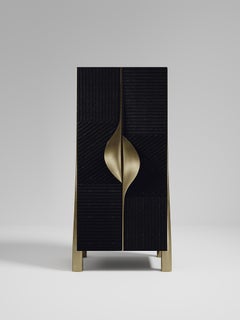 Shagreen Bar Cabinet with Bronze-Patina Brass Details by R&Y Augousti
