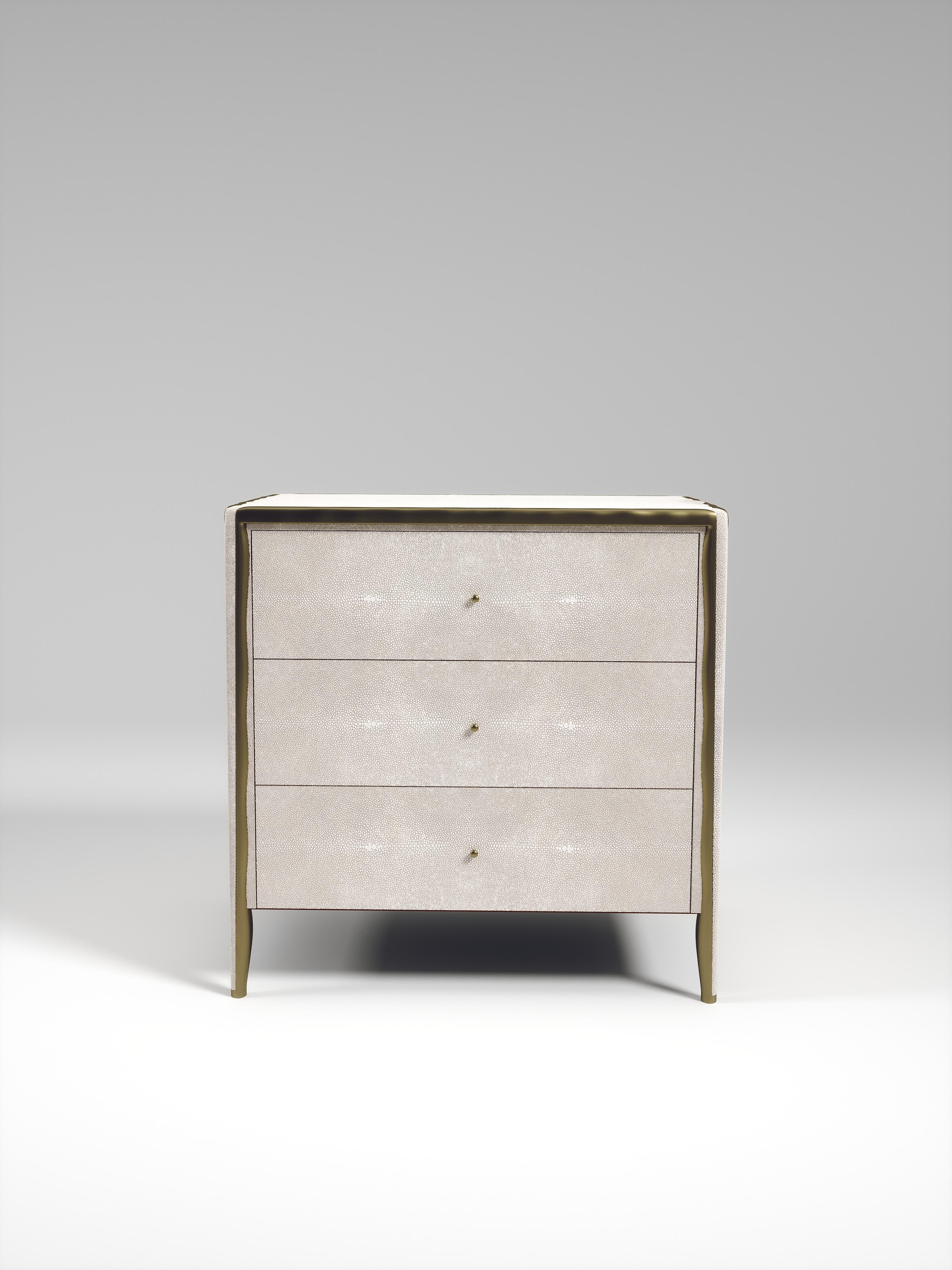 Shagreen Bed with Bronze-Patina Brass Details by R&Y Augousti For Sale 11