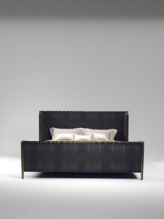 Shagreen Bed with Bronze-Patina Brass Details by R&Y Augousti