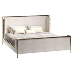 Letto in zigrino con dettagli in ottone bronzato-patinato di R&Y Augousti
