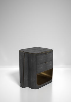 Shagreen Bedside Table with Bronze Patina Brass Details by R&Y Augousti