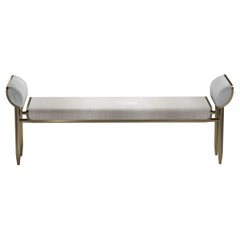 Shagreen Bench with Bronze-Patina Brass and Fur Upholstery by Kifu Paris