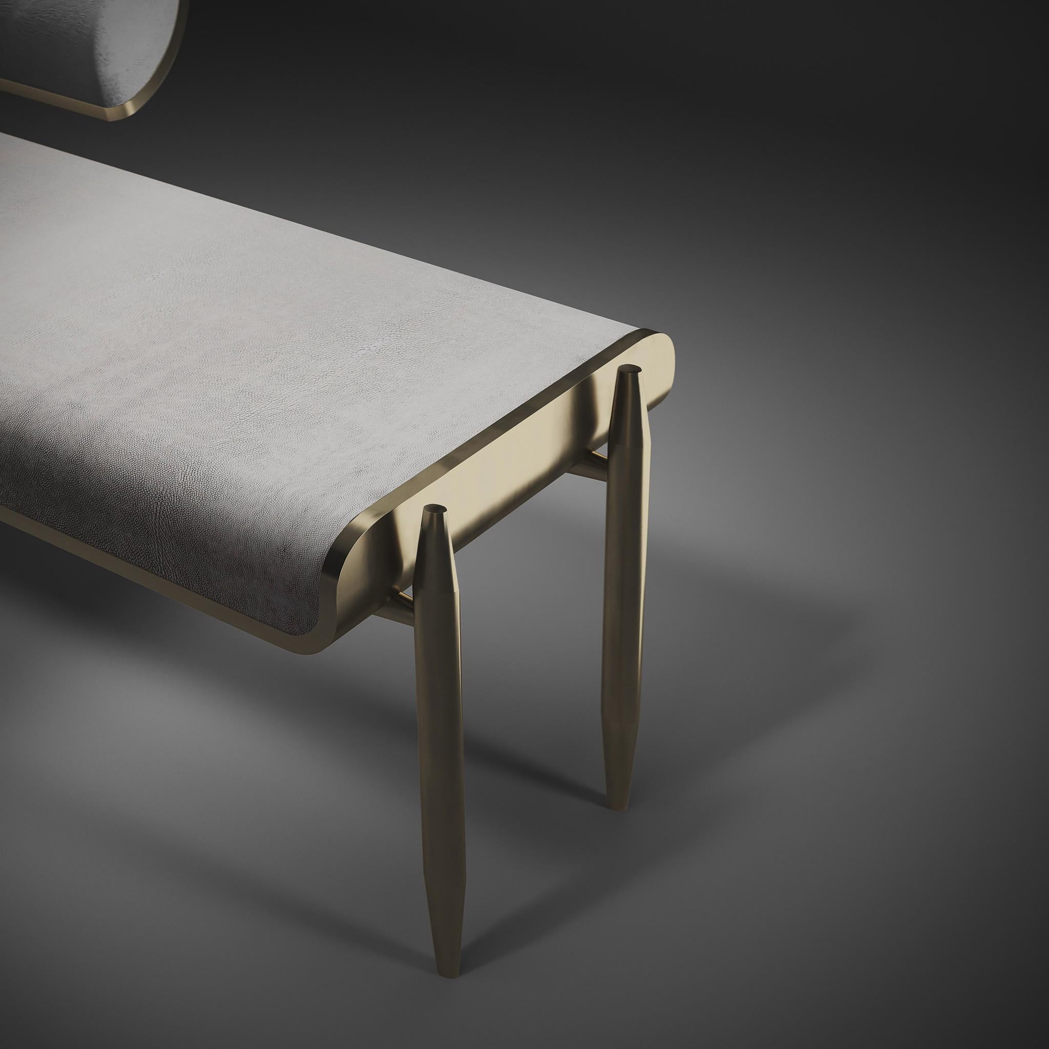 Shagreen Bench with Bronze-Patina Brass Details by Kifu Paris For Sale 9
