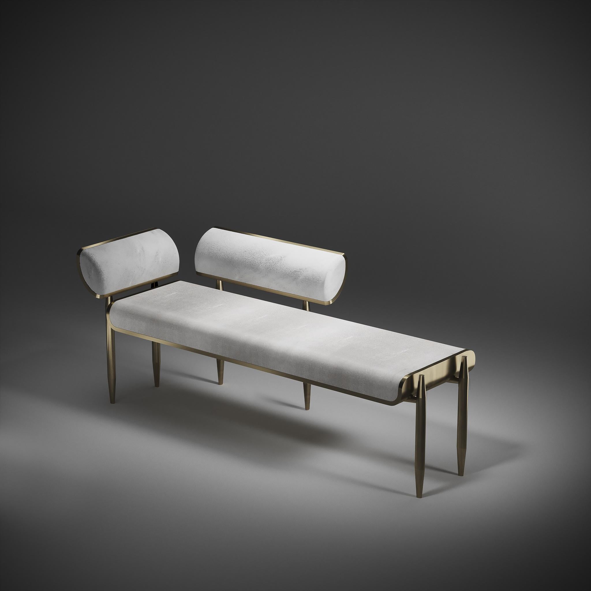 Shagreen Bench with Bronze-Patina Brass Details by Kifu Paris For Sale 8