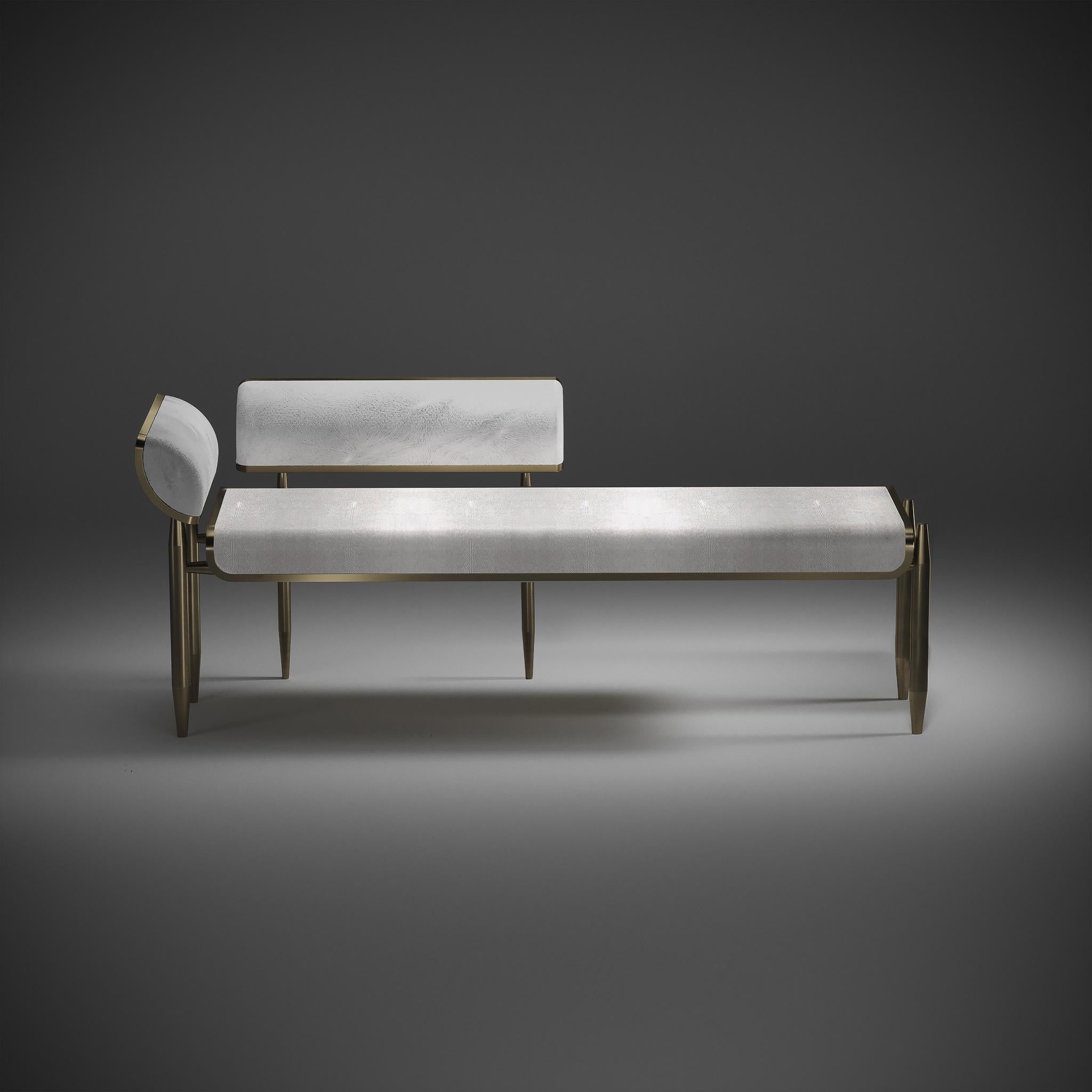 Shagreen Bench with Bronze-Patina Brass Details by Kifu Paris For Sale 1