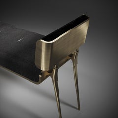 Shagreen Bench with Bronze-Patina Brass Details by Kifu Paris