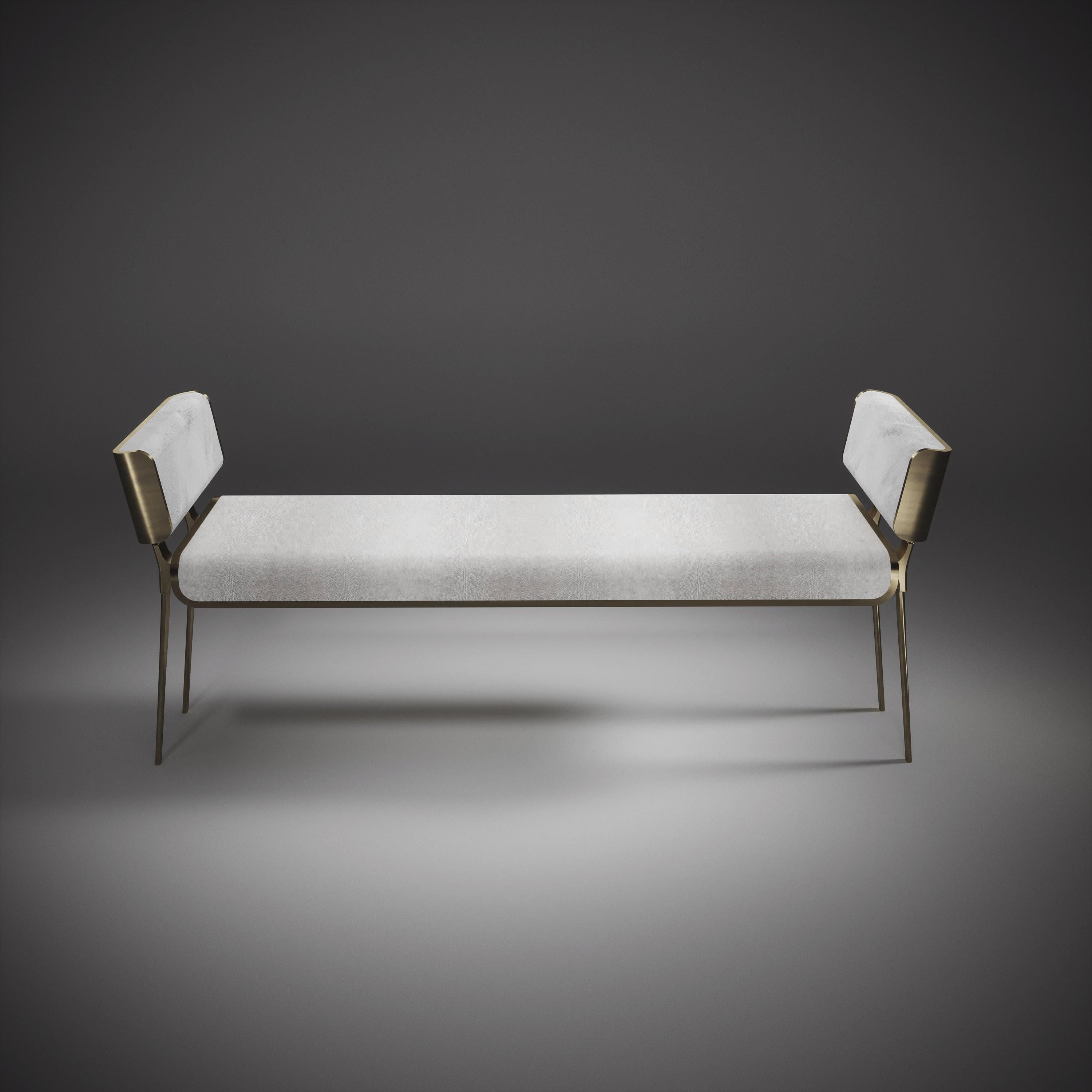 Contemporary Shagreen Bench with Bronze-Patina Brass Details by Kifu Paris For Sale