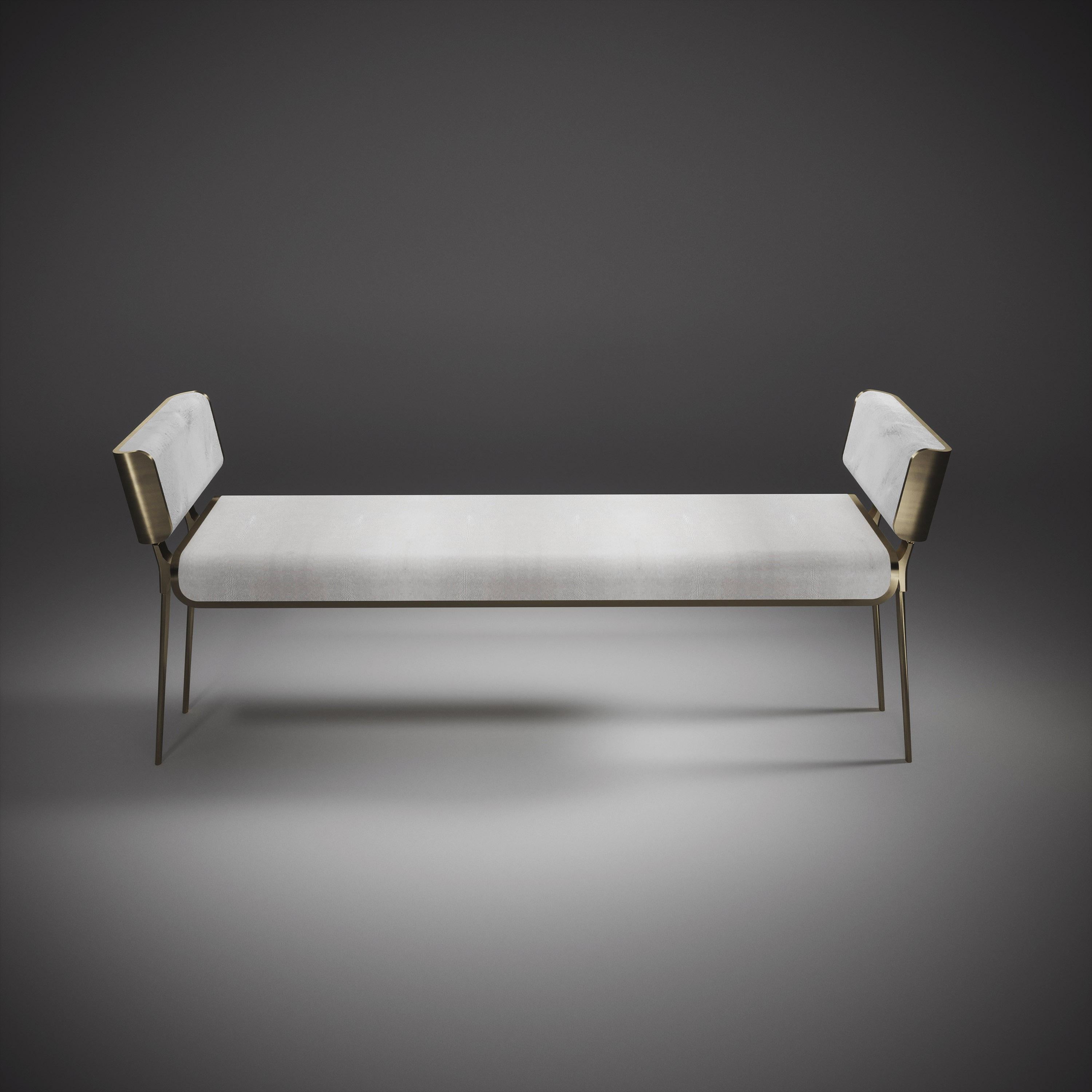 Shagreen Bench with Bronze-Patina Brass Details by Kifu Paris For Sale 2