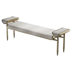 Shagreen Bench with Bronze-Patina Brass Details by Kifu Paris