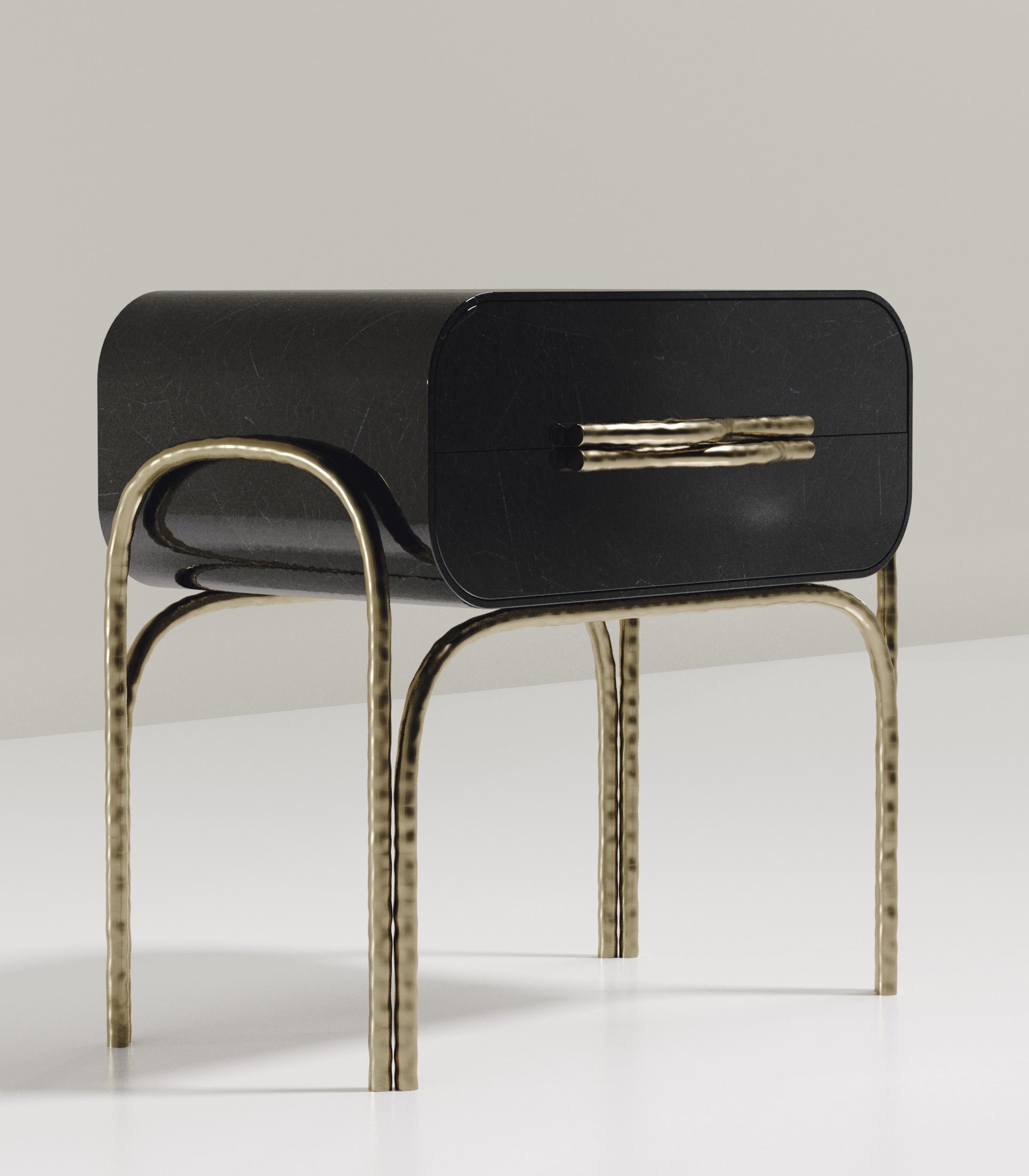 Shagreen Bench with Bronze-Patina Brass Details by R&Y Augousti For Sale 4