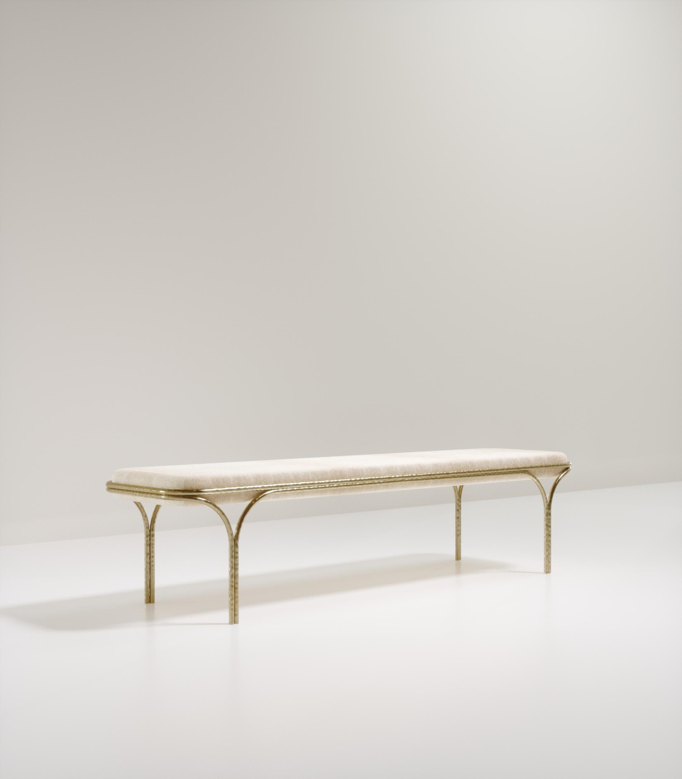 Shagreen Bench with Bronze-Patina Brass Details by R&Y Augousti For Sale 5