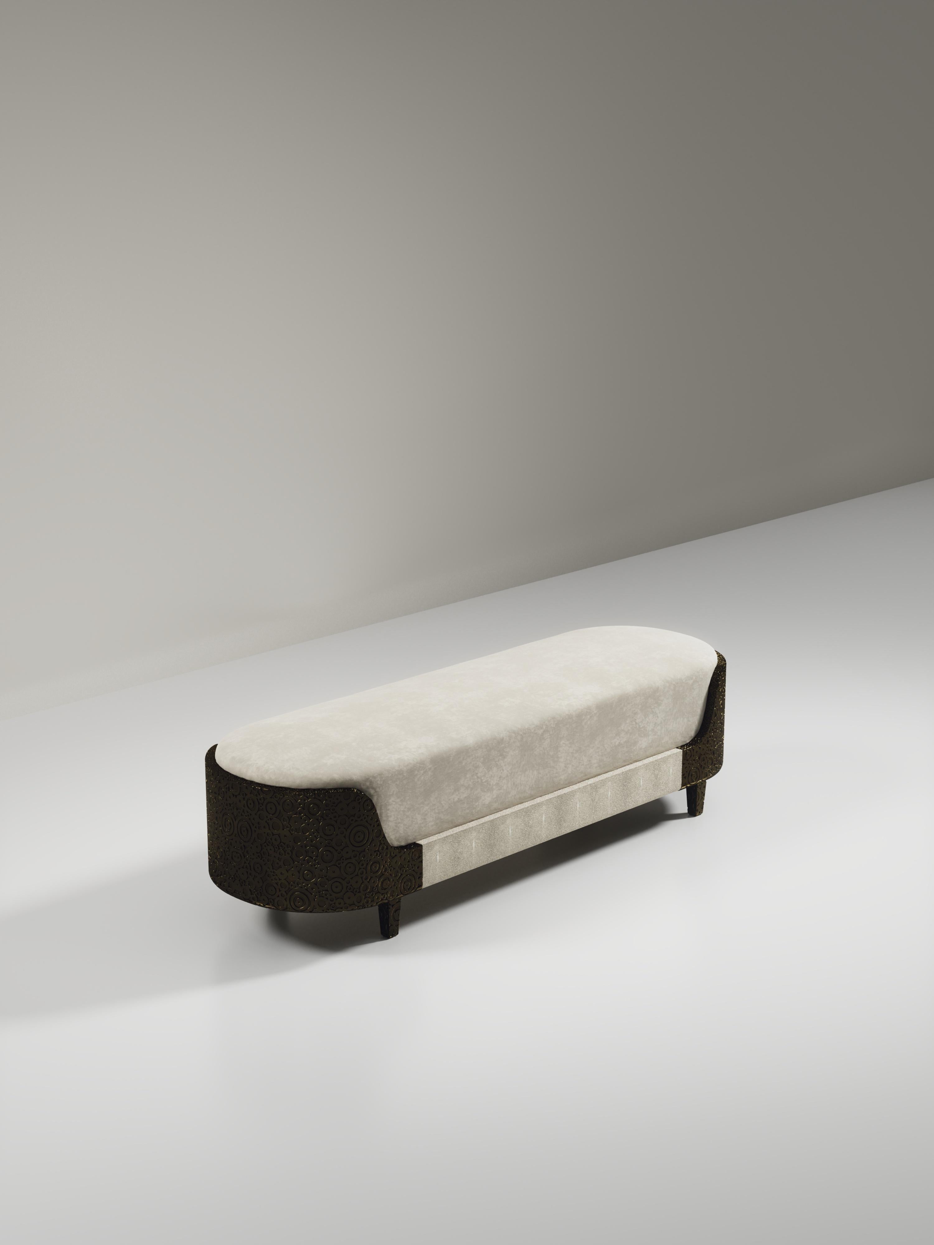 Panchina in zigrino con dettagli in ottone patinato bronzo di R & Y Augousti in vendita 8