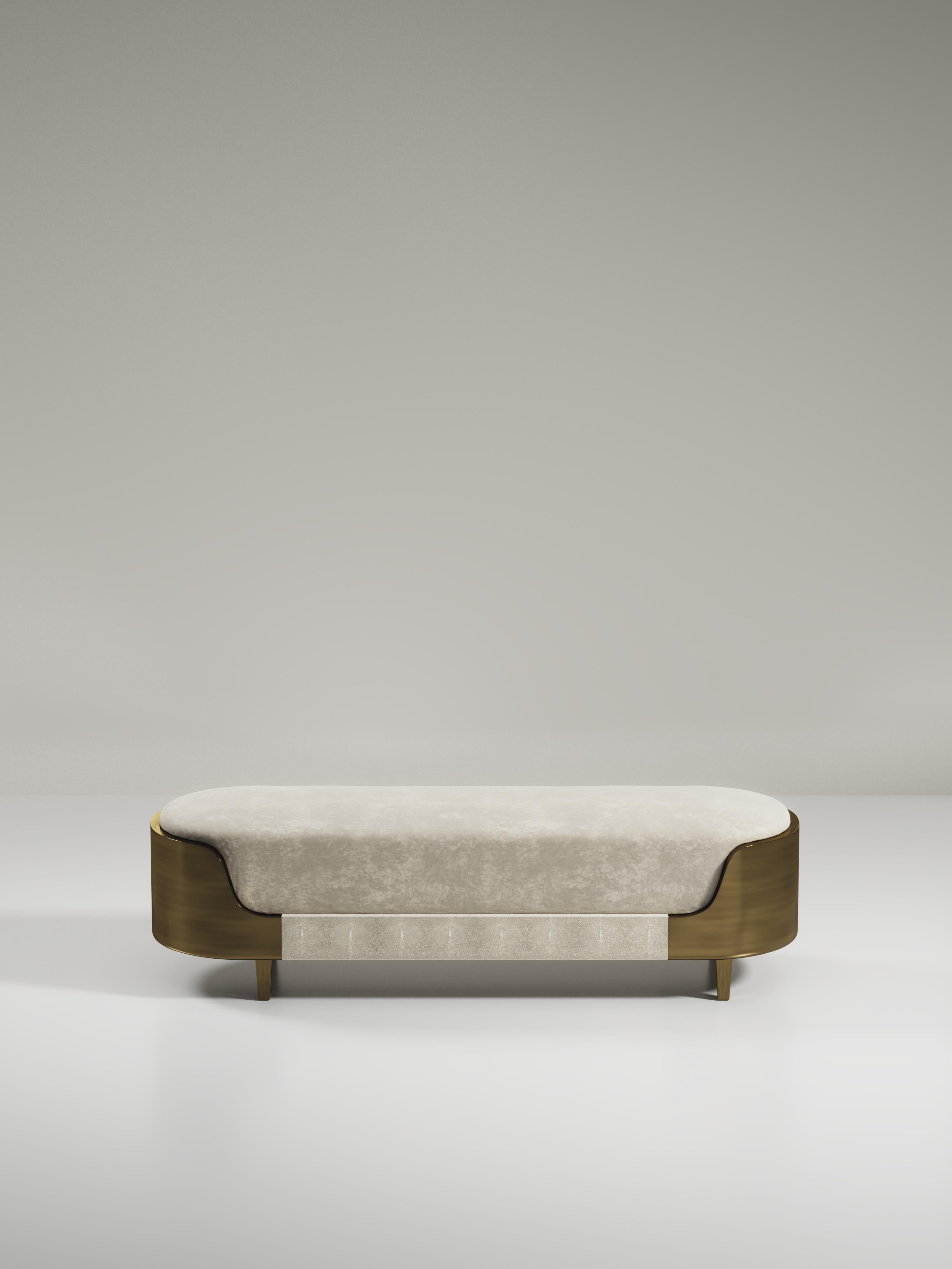 Panchina in zigrino con dettagli in ottone patinato bronzo di R & Y Augousti in vendita 9