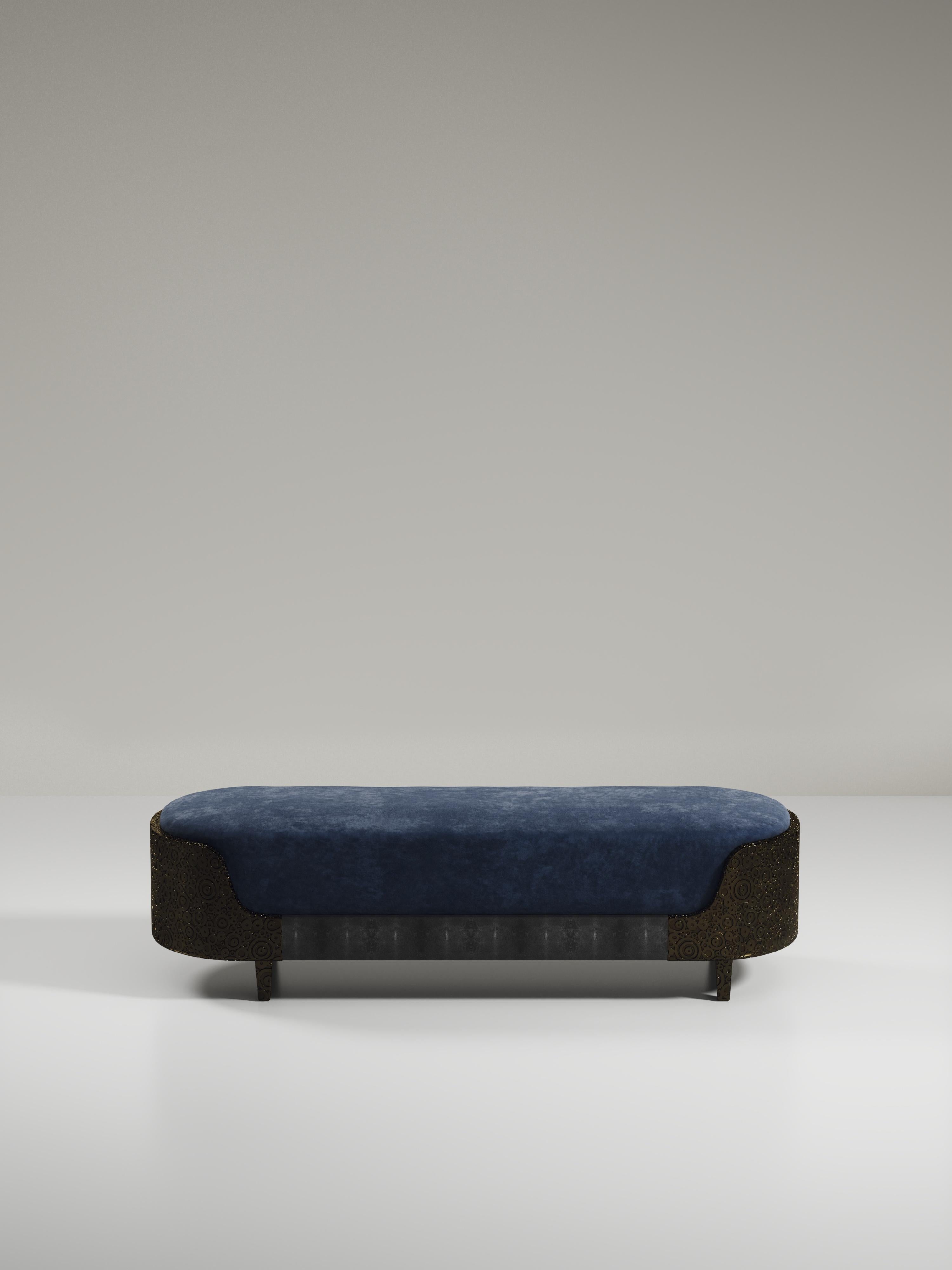 Panchina in zigrino con dettagli in ottone patinato bronzo di R & Y Augousti in vendita 10