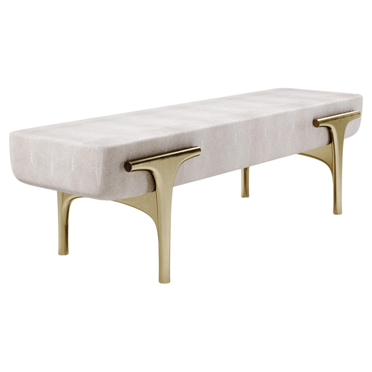 Shagreen Bench with Bronze-Patina Brass Details by R&Y Augousti For Sale
