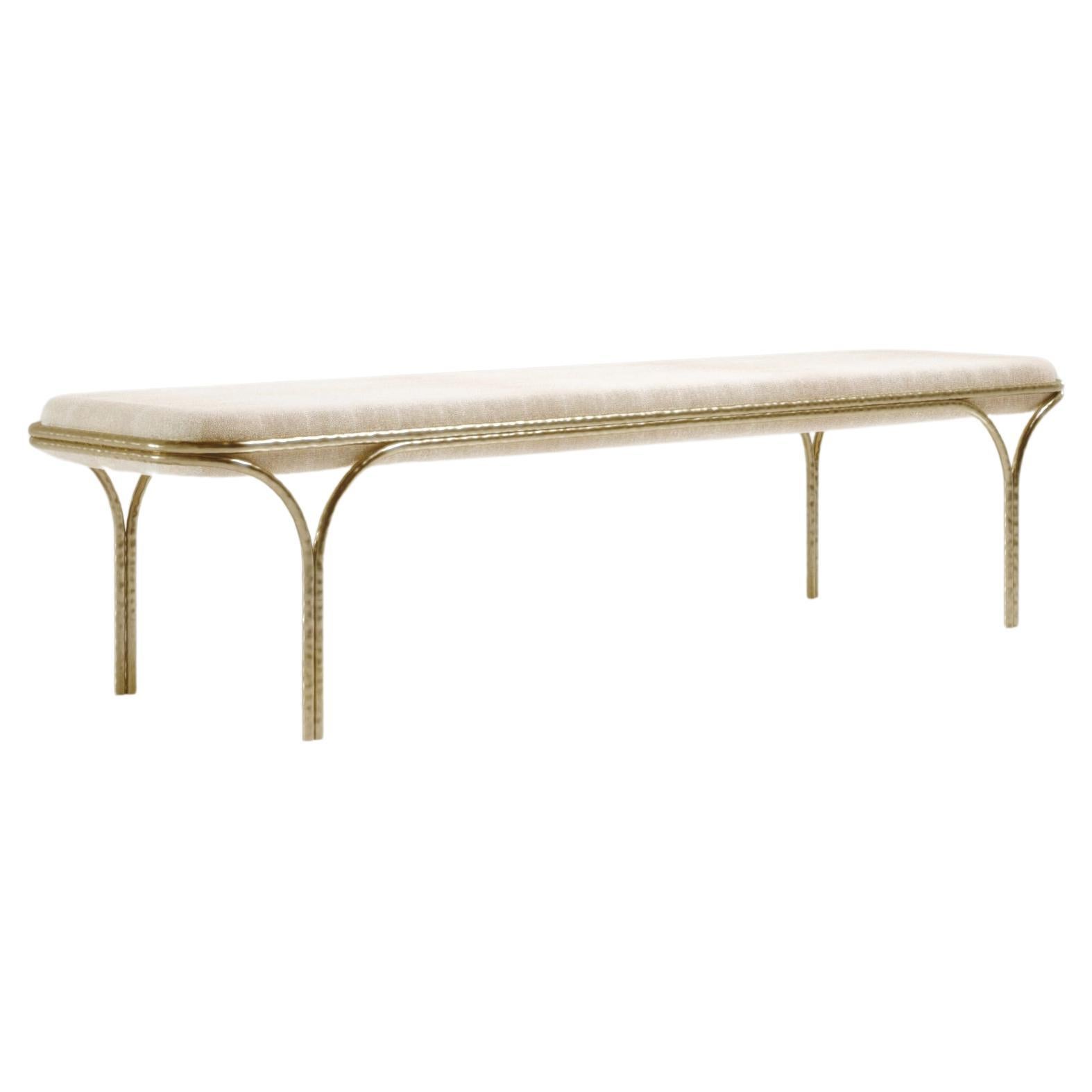 Shagreen Bench with Bronze-Patina Brass Details by R&Y Augousti For Sale