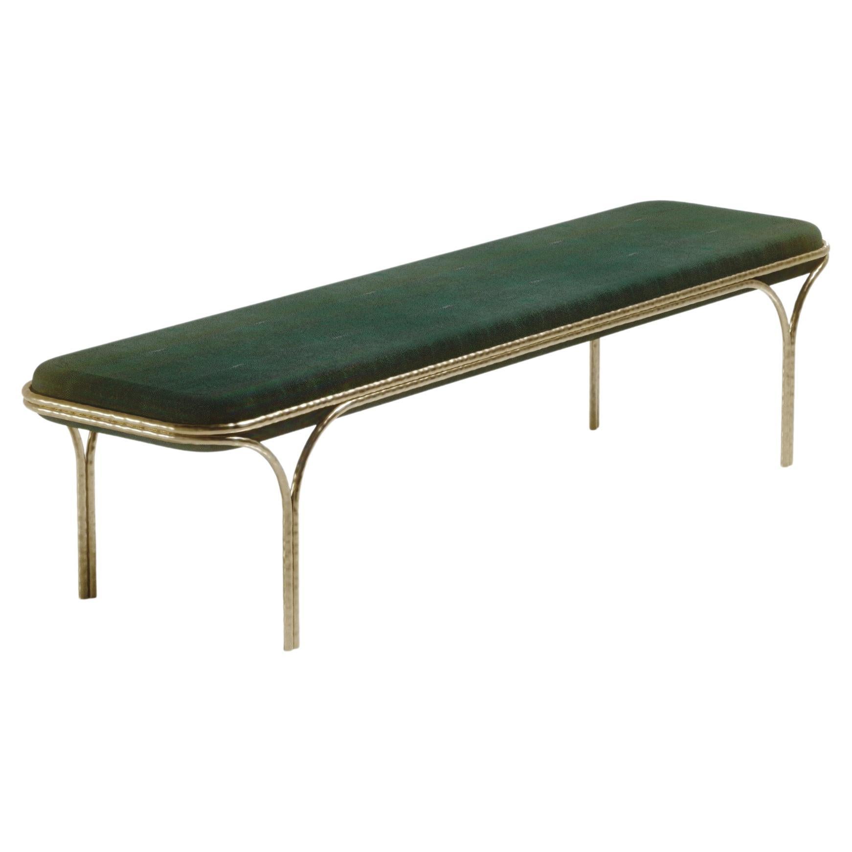 Shagreen Bench with Bronze-Patina Brass Details by R&Y Augousti For Sale