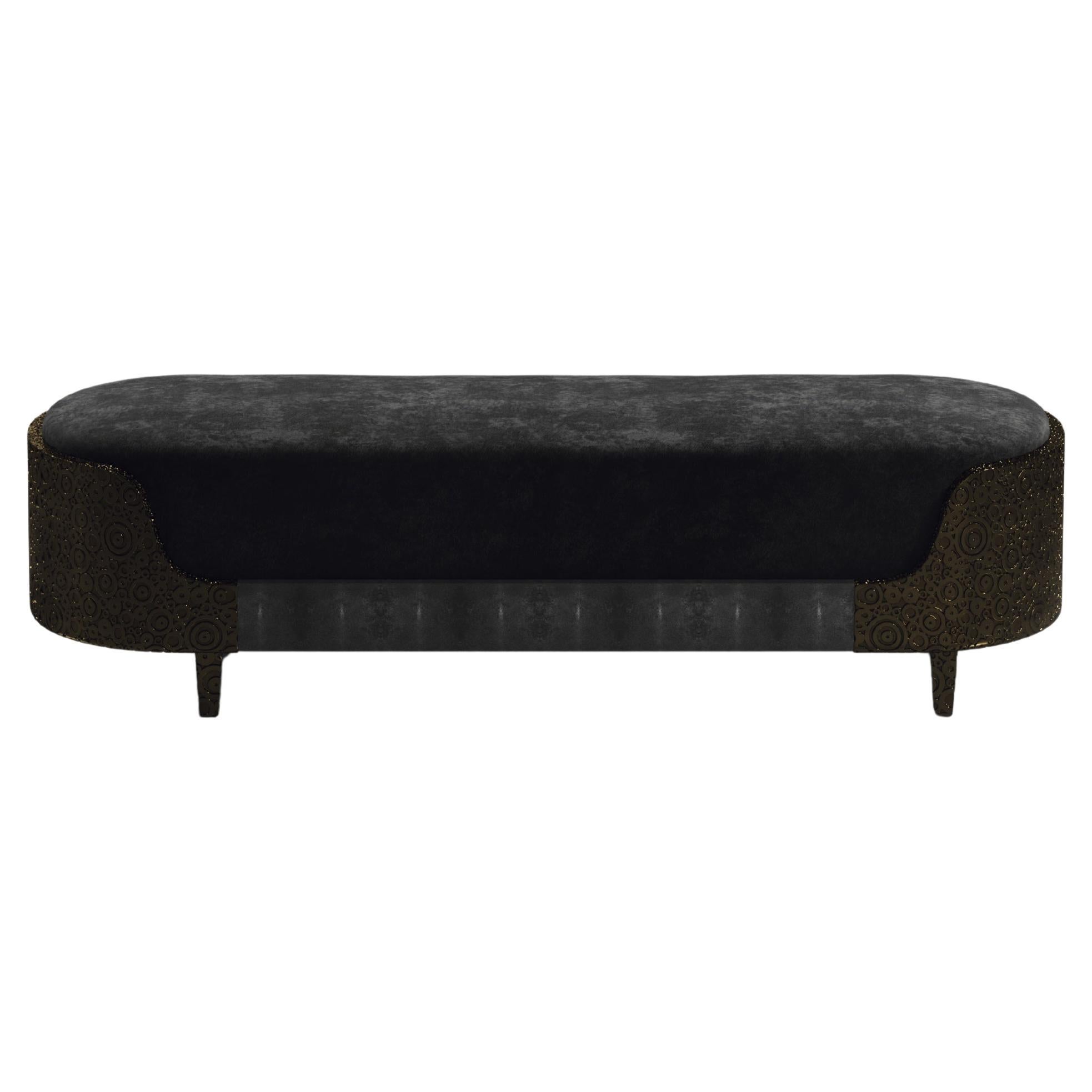 Panchina in zigrino con dettagli in ottone patinato bronzo di R
Y Augousti