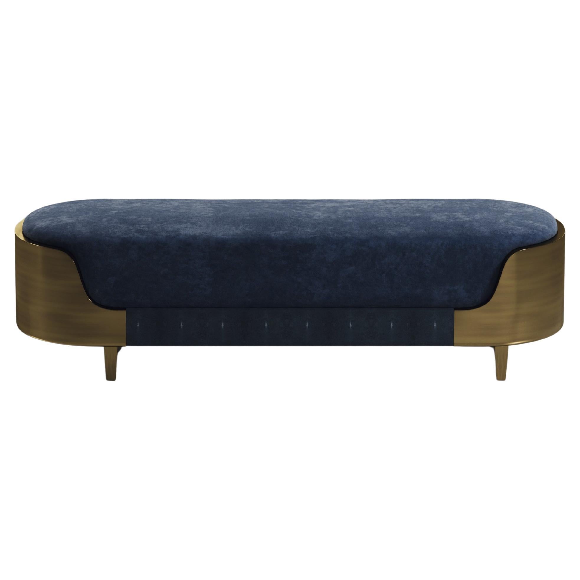 Panchina in zigrino con dettagli in ottone patinato bronzo di R
Y Augousti