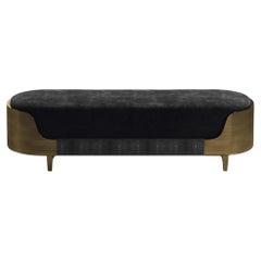 Panchina in zigrino con dettagli in ottone patinato bronzo di R & Y Augousti