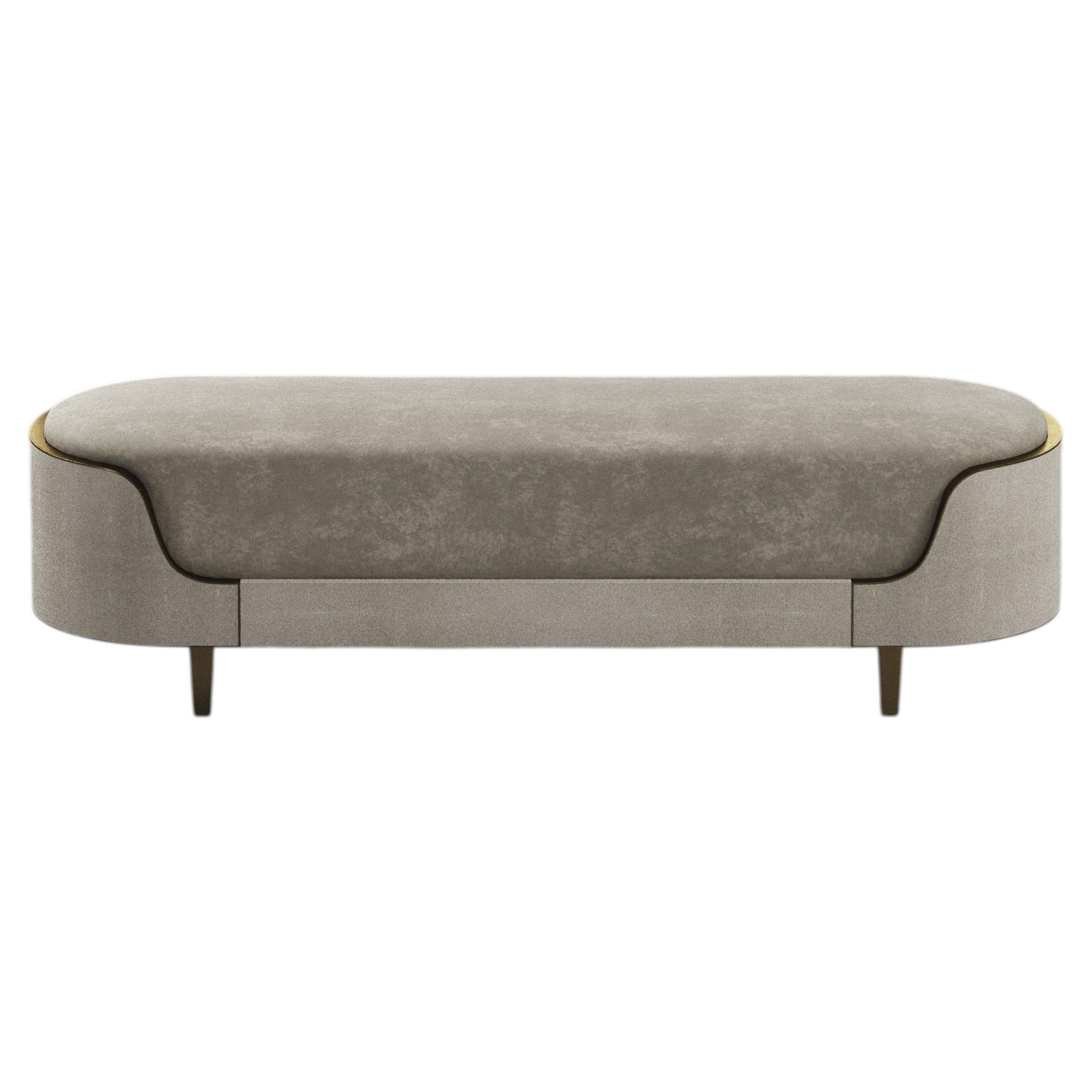 Shagreen Bench with Bronze-Patina Brass Details by R&Y Augousti