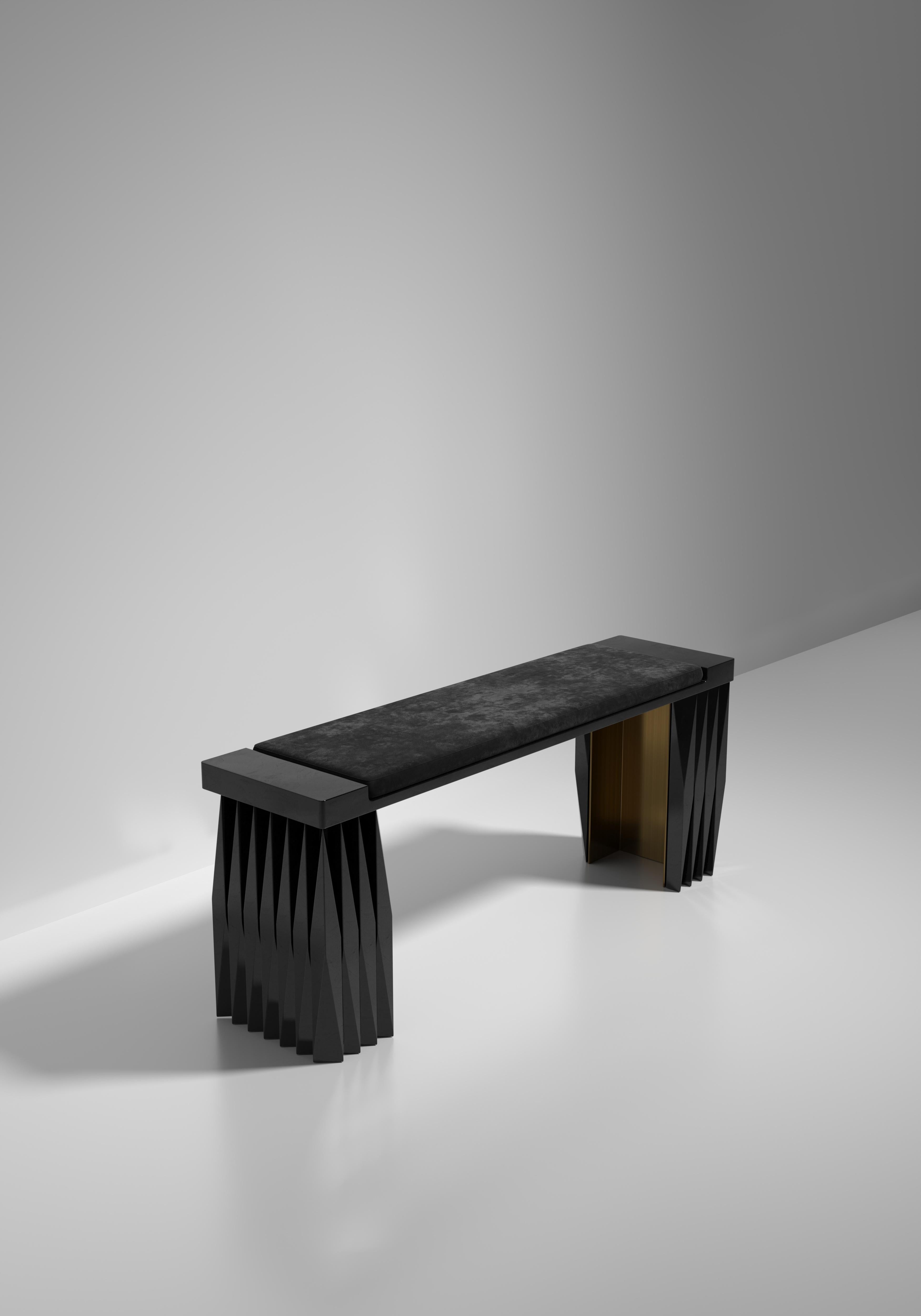 Shagreen Bench with Geometric Fluted Details by R&Y Augousti For Sale 5