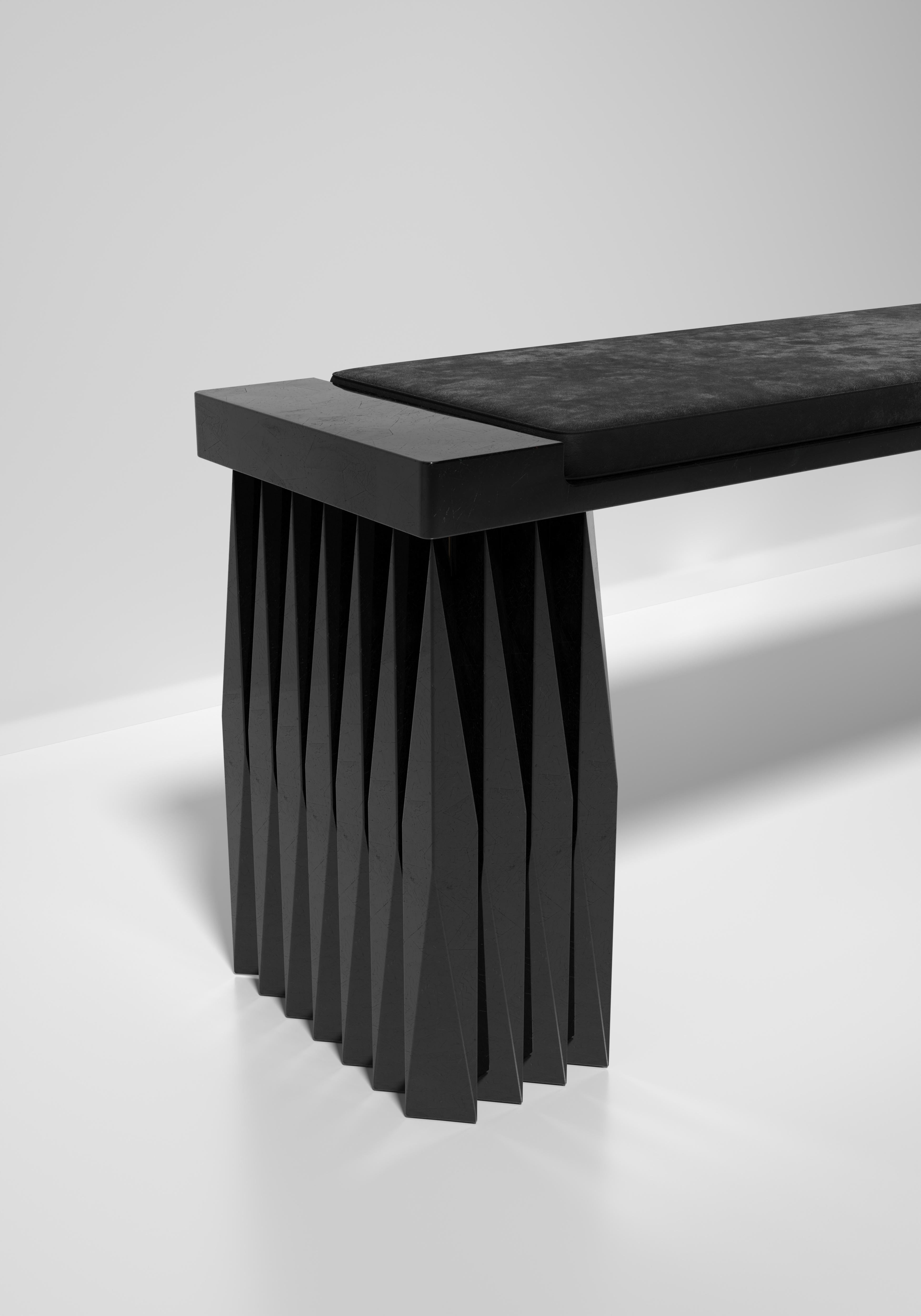 Shagreen-Bank mit geometrisch geriffelten Details von R&Y Augousti im Angebot 6