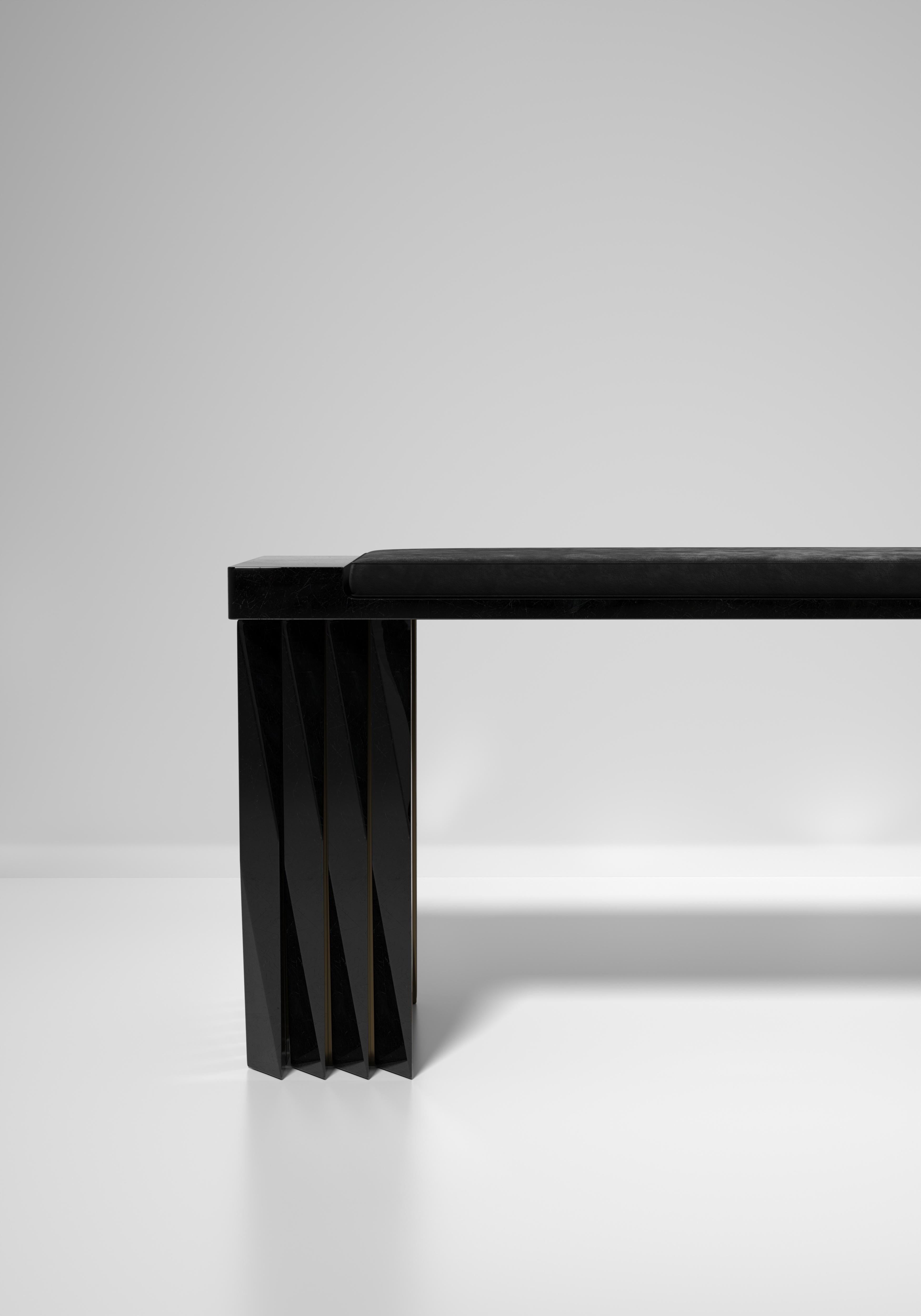 Shagreen Bench with Geometric Fluted Details by R&Y Augousti For Sale 6
