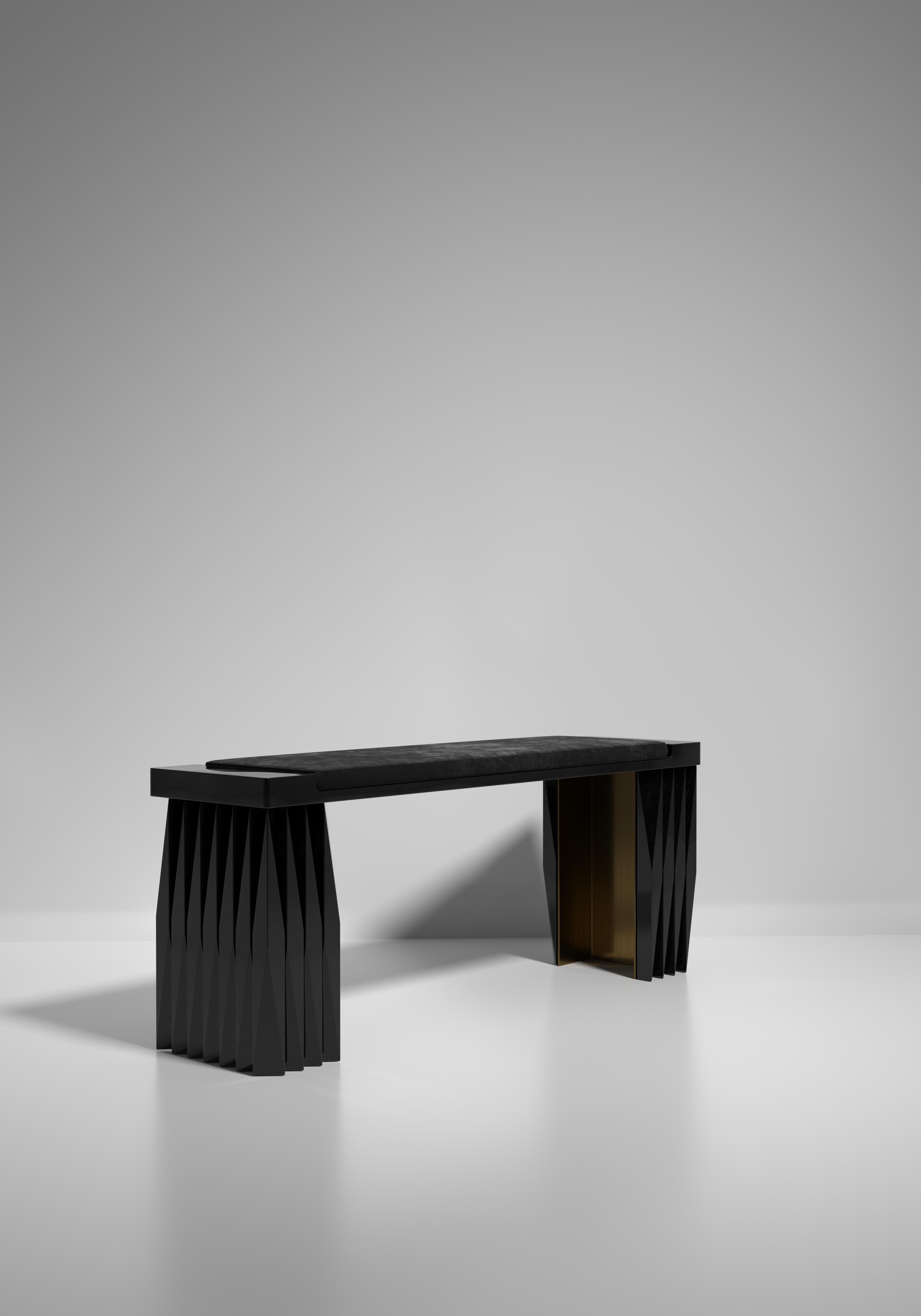 Shagreen-Bank mit geometrisch geriffelten Details von R&Y Augousti im Angebot 1
