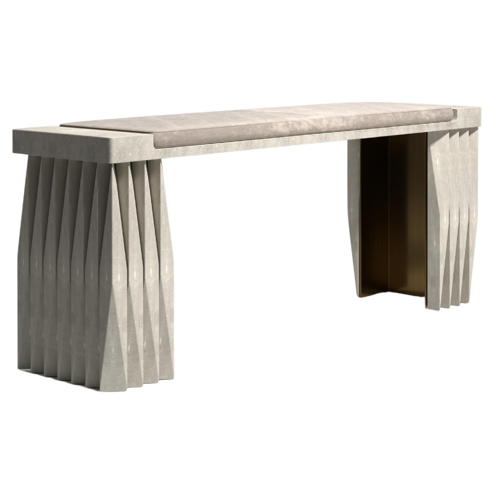 Shagreen Bench with Geometric Fluted Details by R&Y Augousti