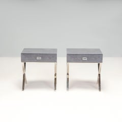 Shagreen Blue Glass Bedside Table (One Available)
