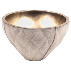 Shagreen Bowl with Quilting Detailing and Bronze-Patina Brass by Kifu Paris