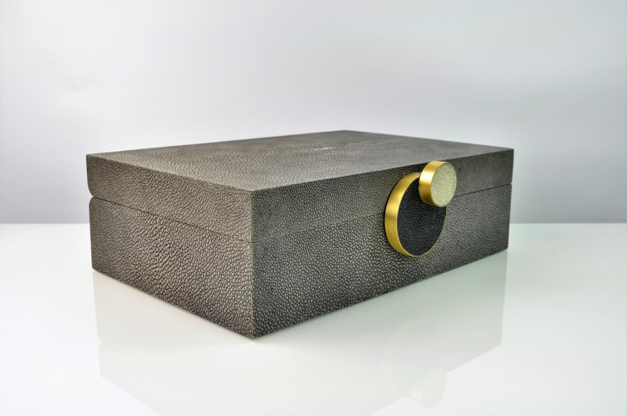 Brushed Shagreen Box Circle 'Small' by Ginger Brown