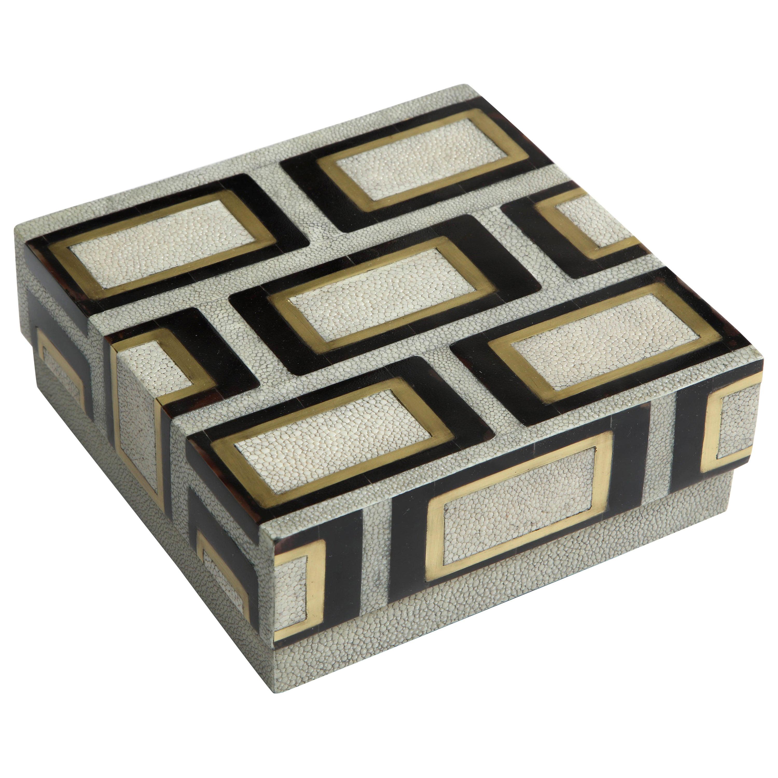 Shagreen Box with Bronze and Palm Wood Details
