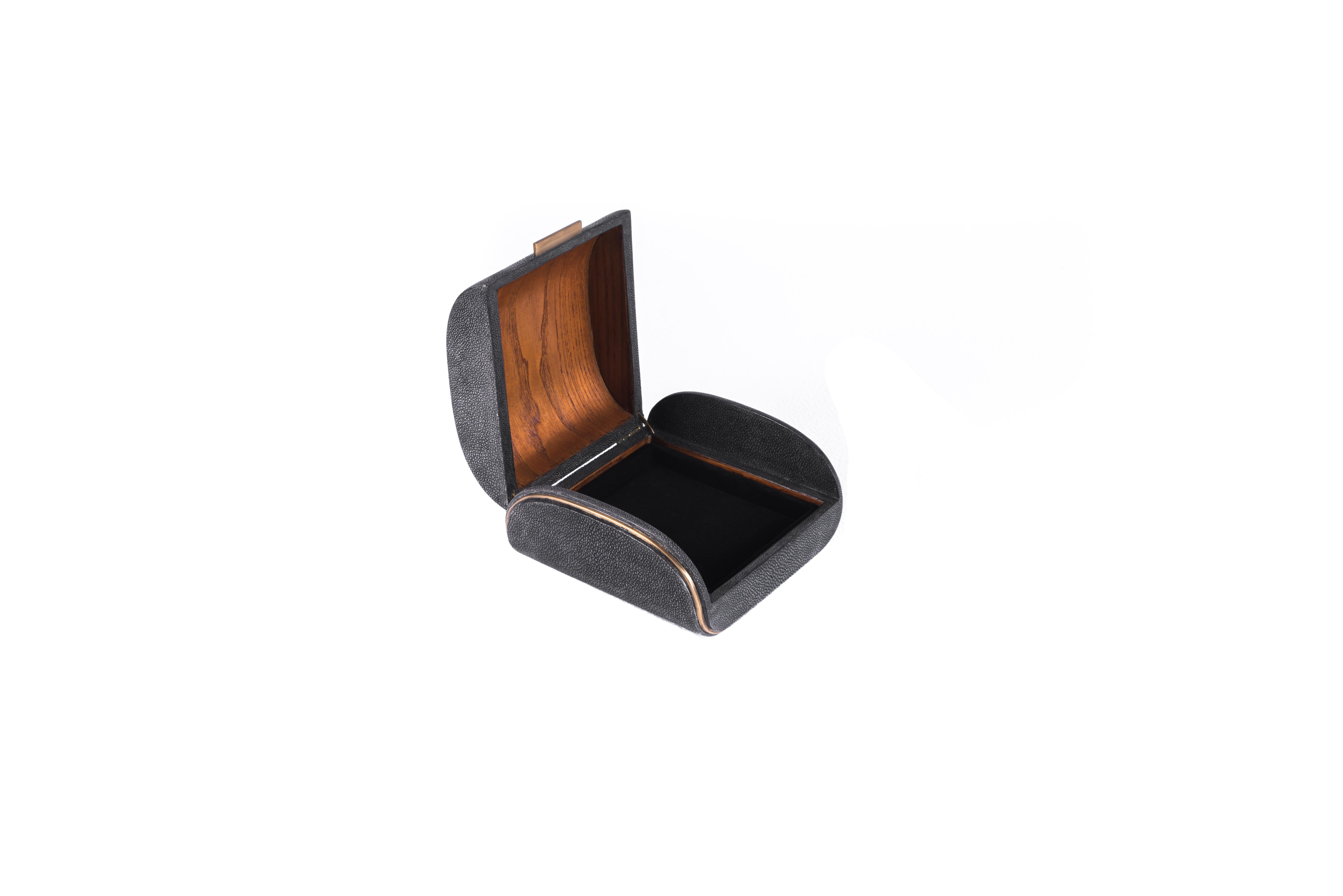 Shagreen Box with Bronze-Patina Brass Details by Kifu Paris 4