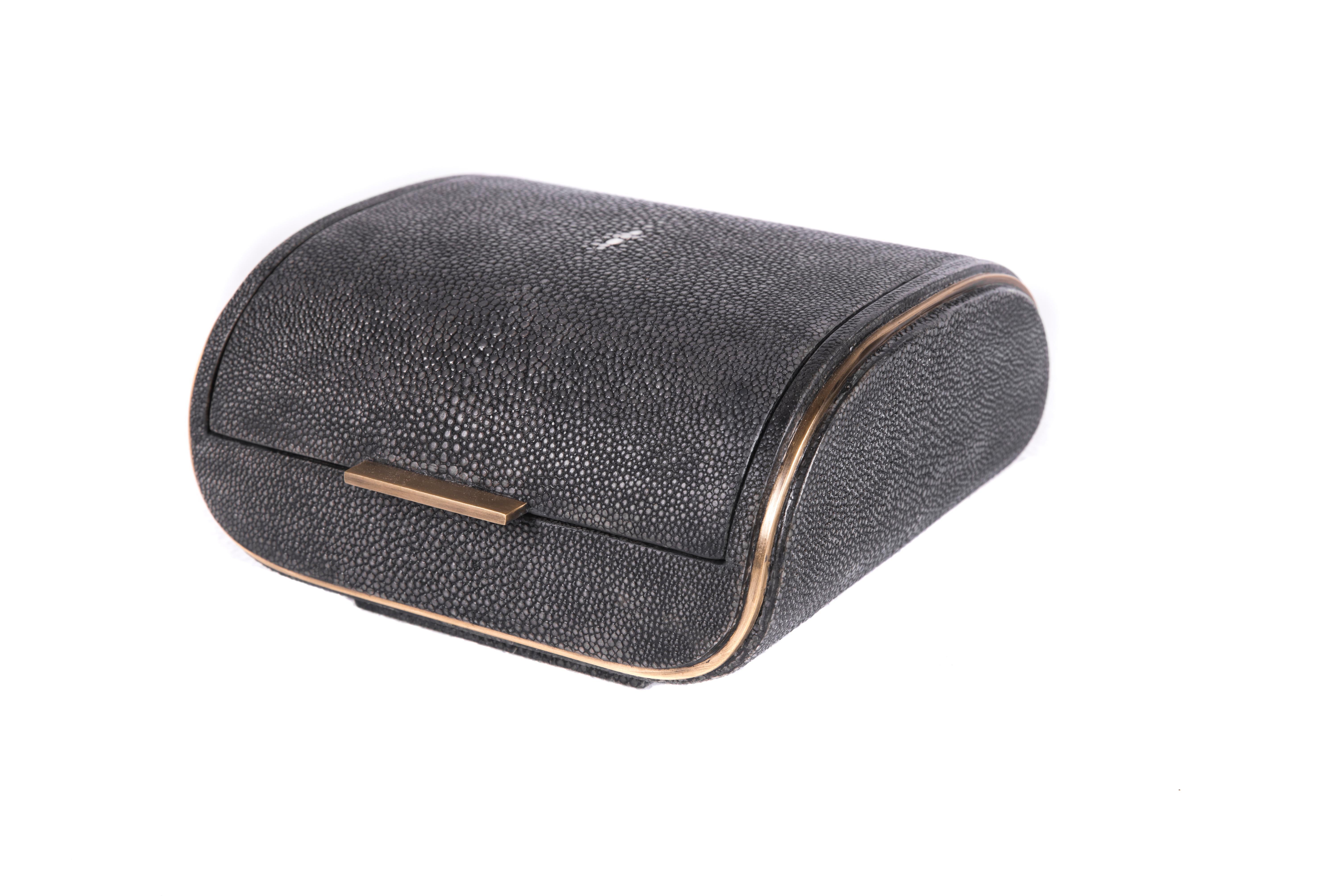 Shagreen Box with Bronze-Patina Brass Details by Kifu Paris 5