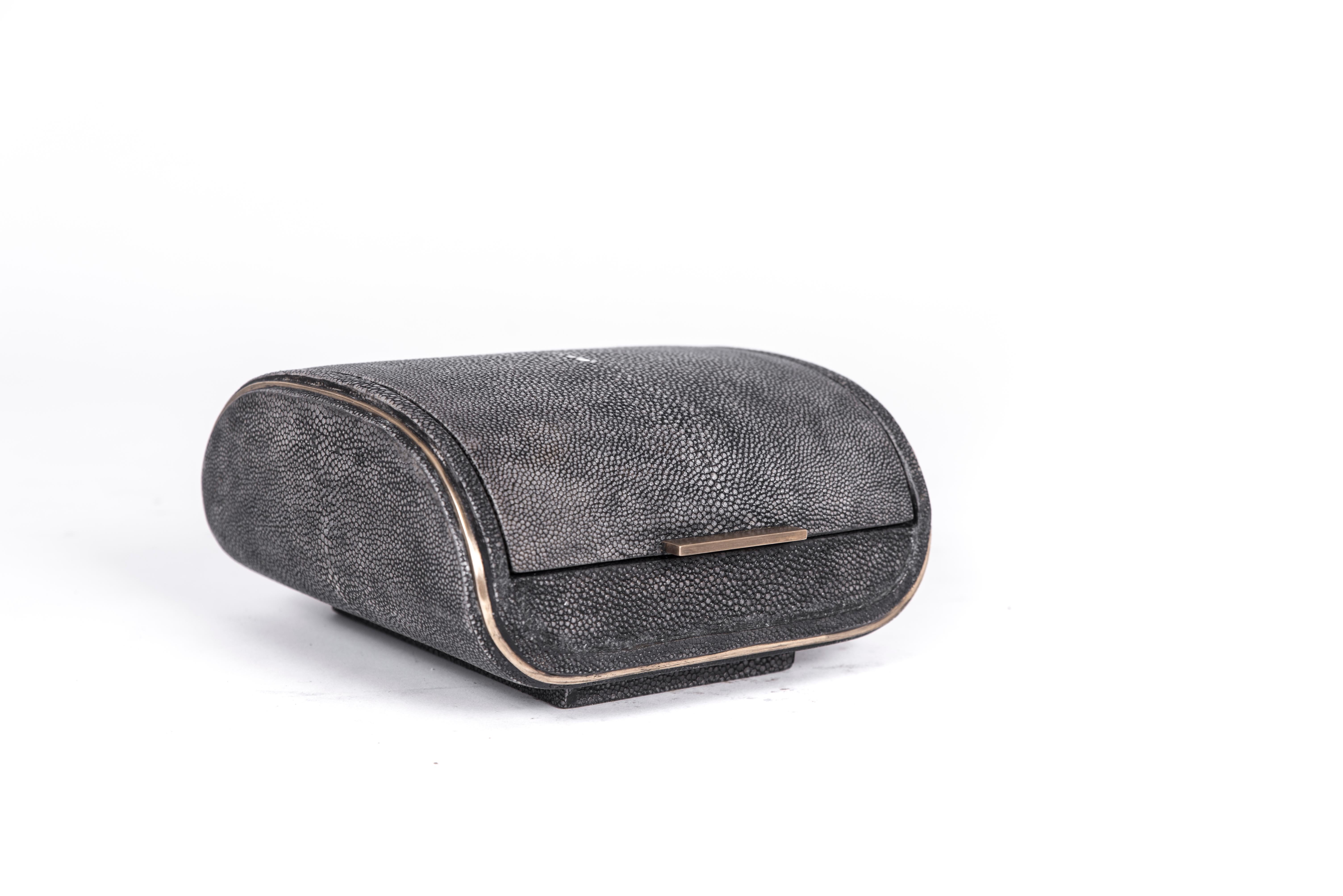 Shagreen Box with Bronze-Patina Brass Details by Kifu Paris 6