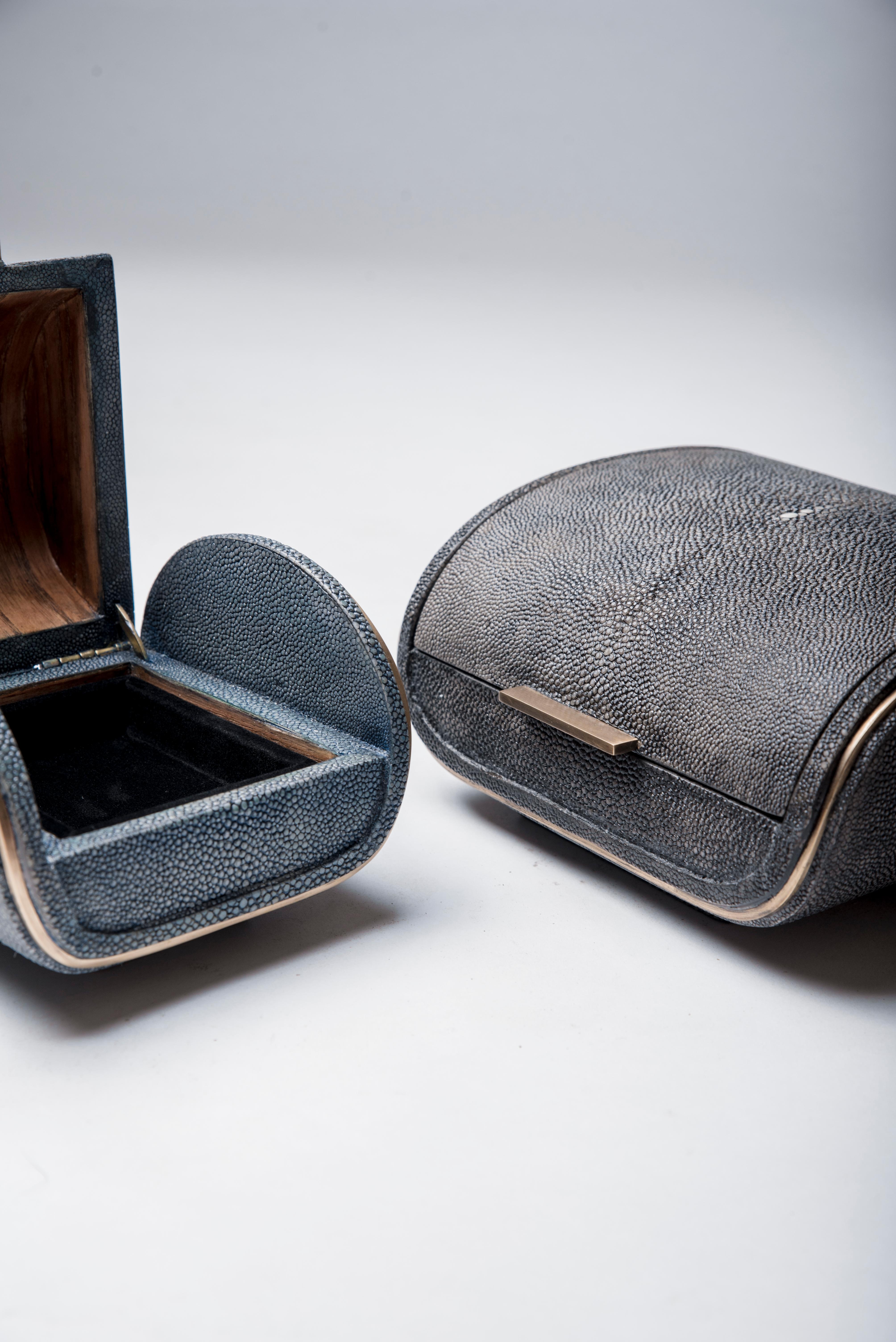 Contemporary Shagreen Box with Bronze-Patina Brass Details by Kifu Paris
