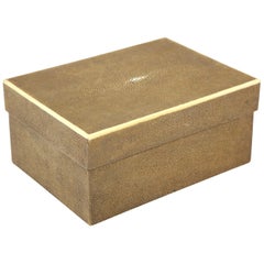 Shagreen Box with Decorative Inlay, Coco Color, "Shoe Box", in Stock, Great Gift