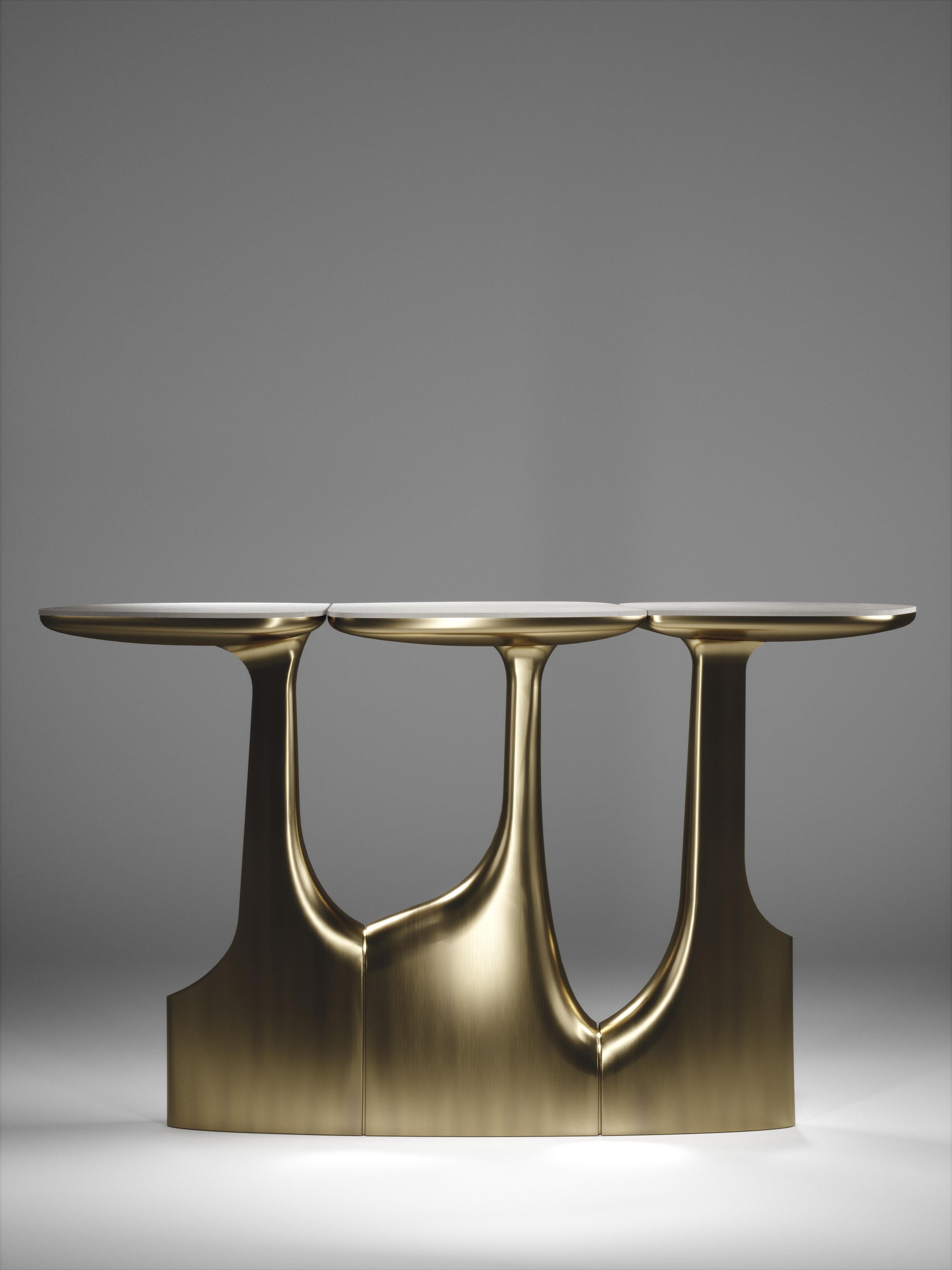 Tavolo da colazione in zigrino con inserti in ottone bronzato di R & Y Augousti in vendita 4