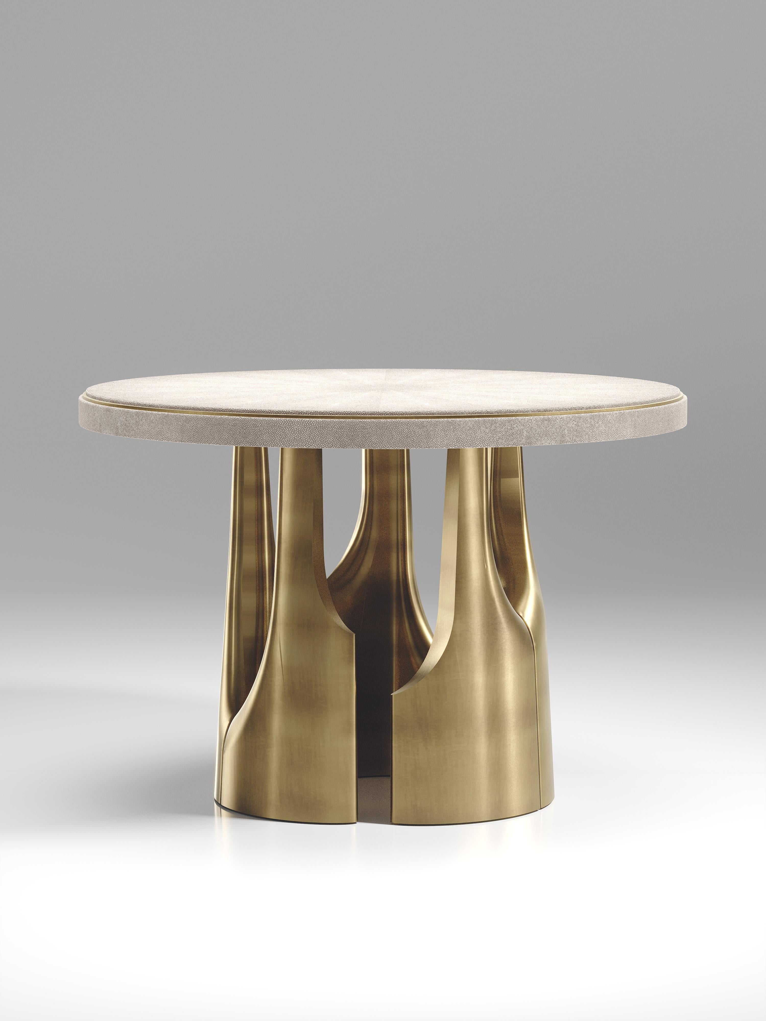 Art Deco Shagreen Breakfast Table with Bronze-Patina Brass Accents by R&Y Augousti For Sale