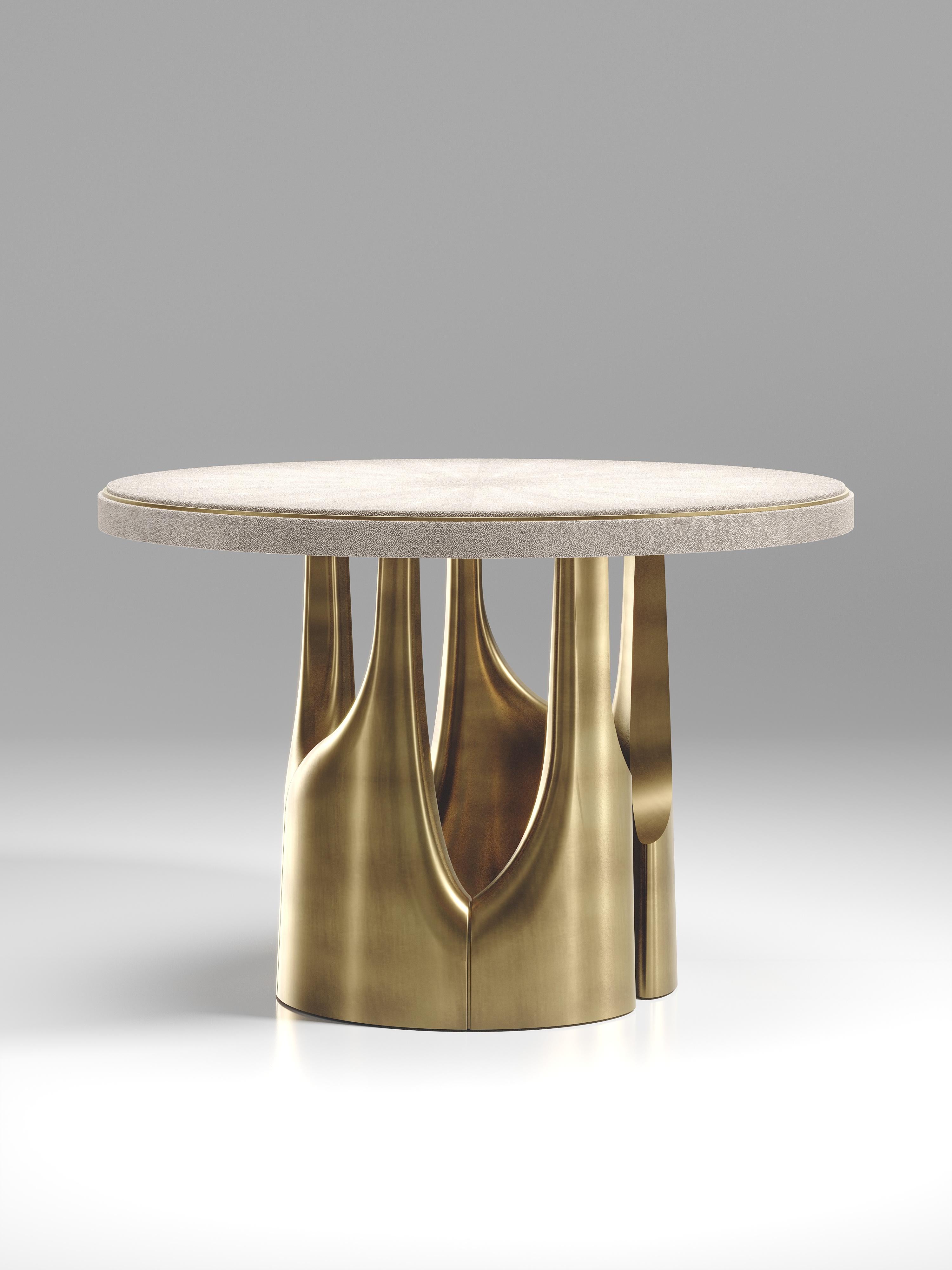 Hand-Crafted Shagreen Breakfast Table with Bronze-Patina Brass Accents by R&Y Augousti For Sale
