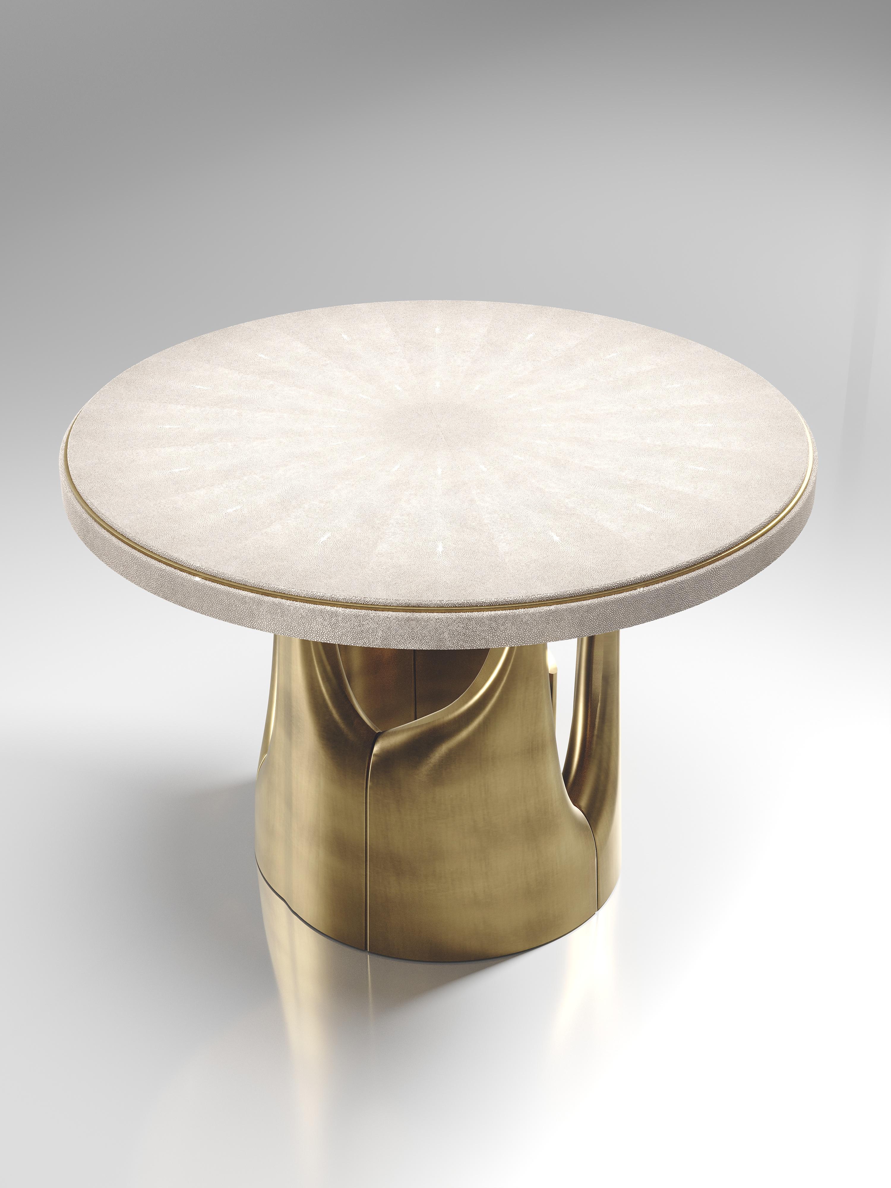 Hand-Crafted Shagreen Breakfast Table with Bronze-Patina Brass Accents by R&Y Augousti For Sale